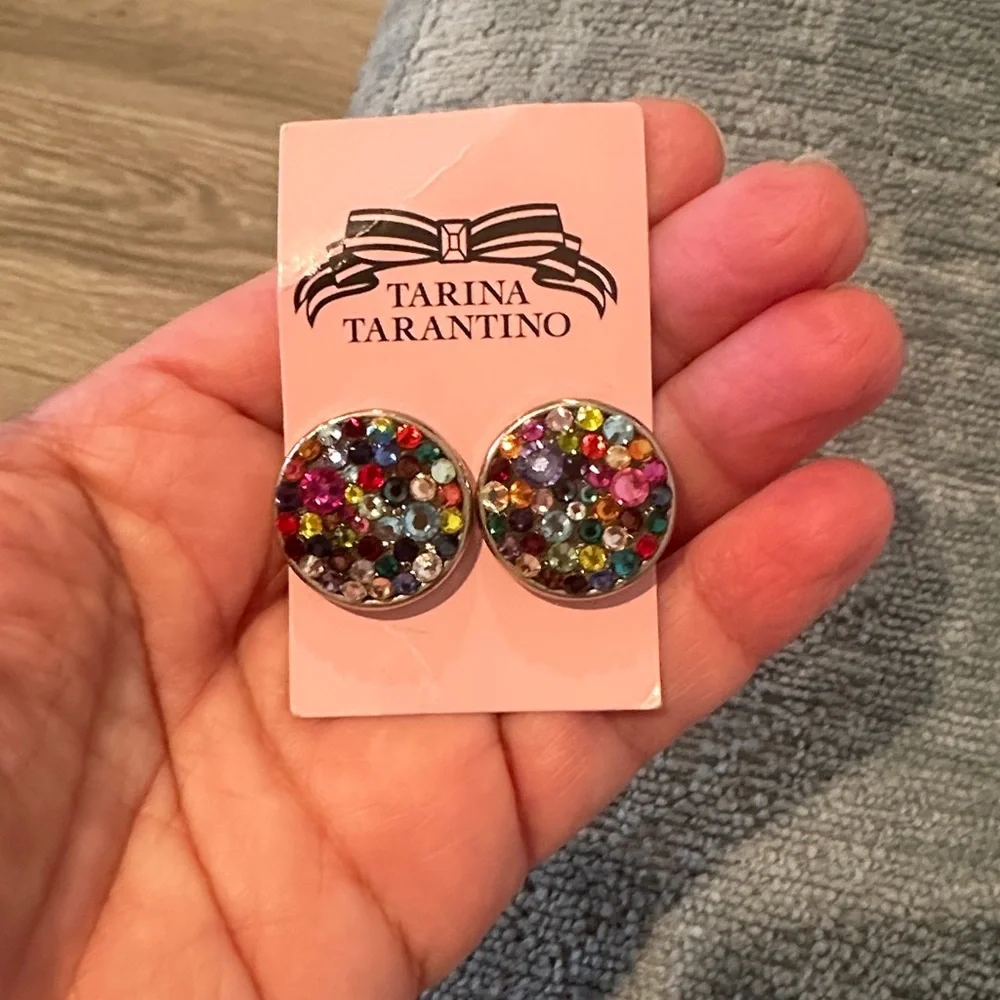 Tarina Tarantino Rare Jubilee Button Post Earrings - Picture 4 of 5